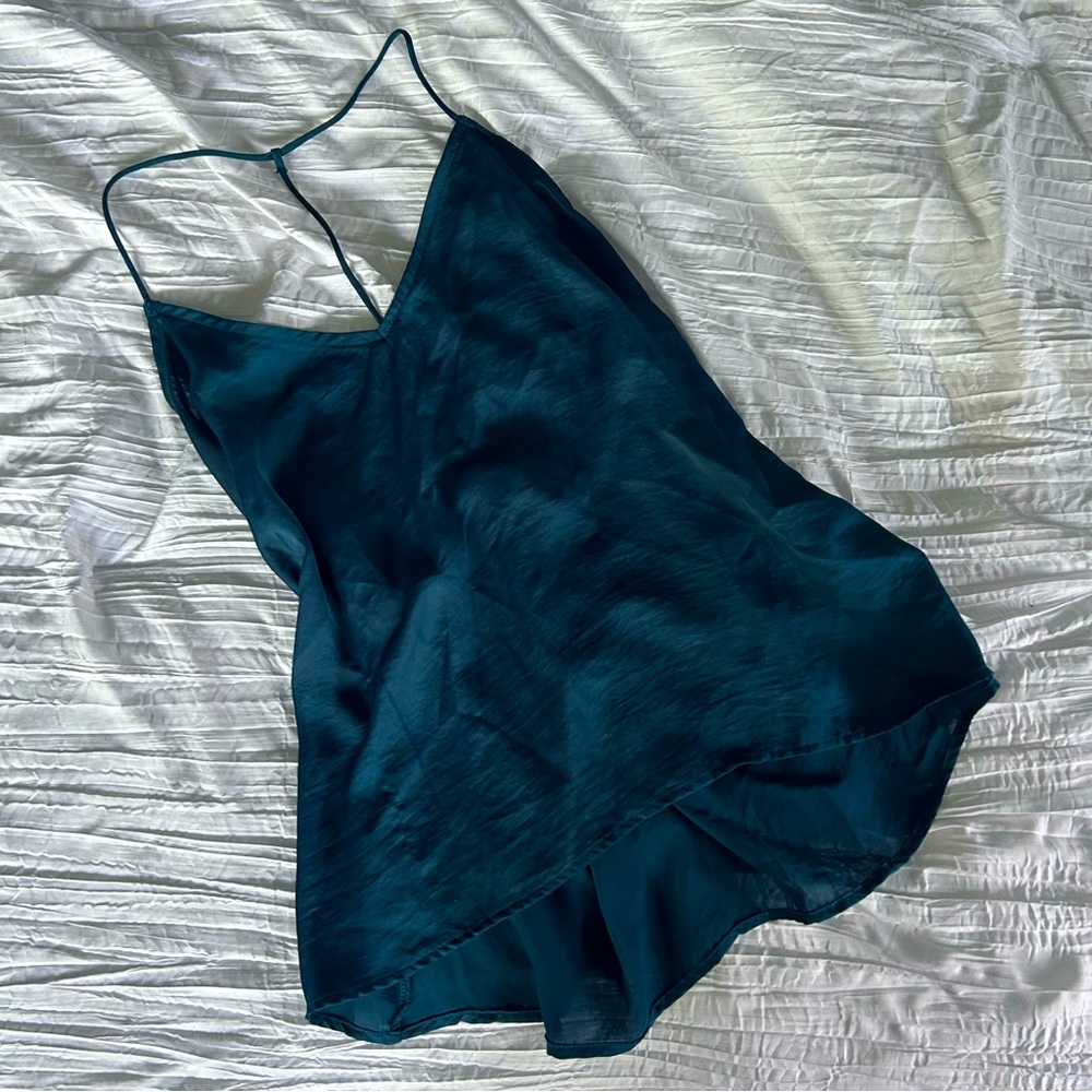 LA HEARTS Teal Silk Top - Size Large